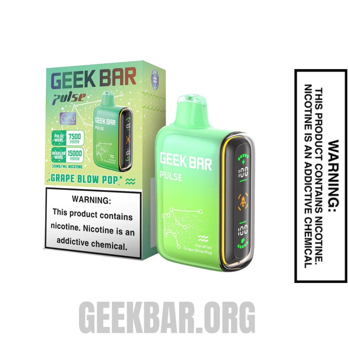 Aquarius Grape Blow Pop Geek Bar Pulse Vape With Package Box