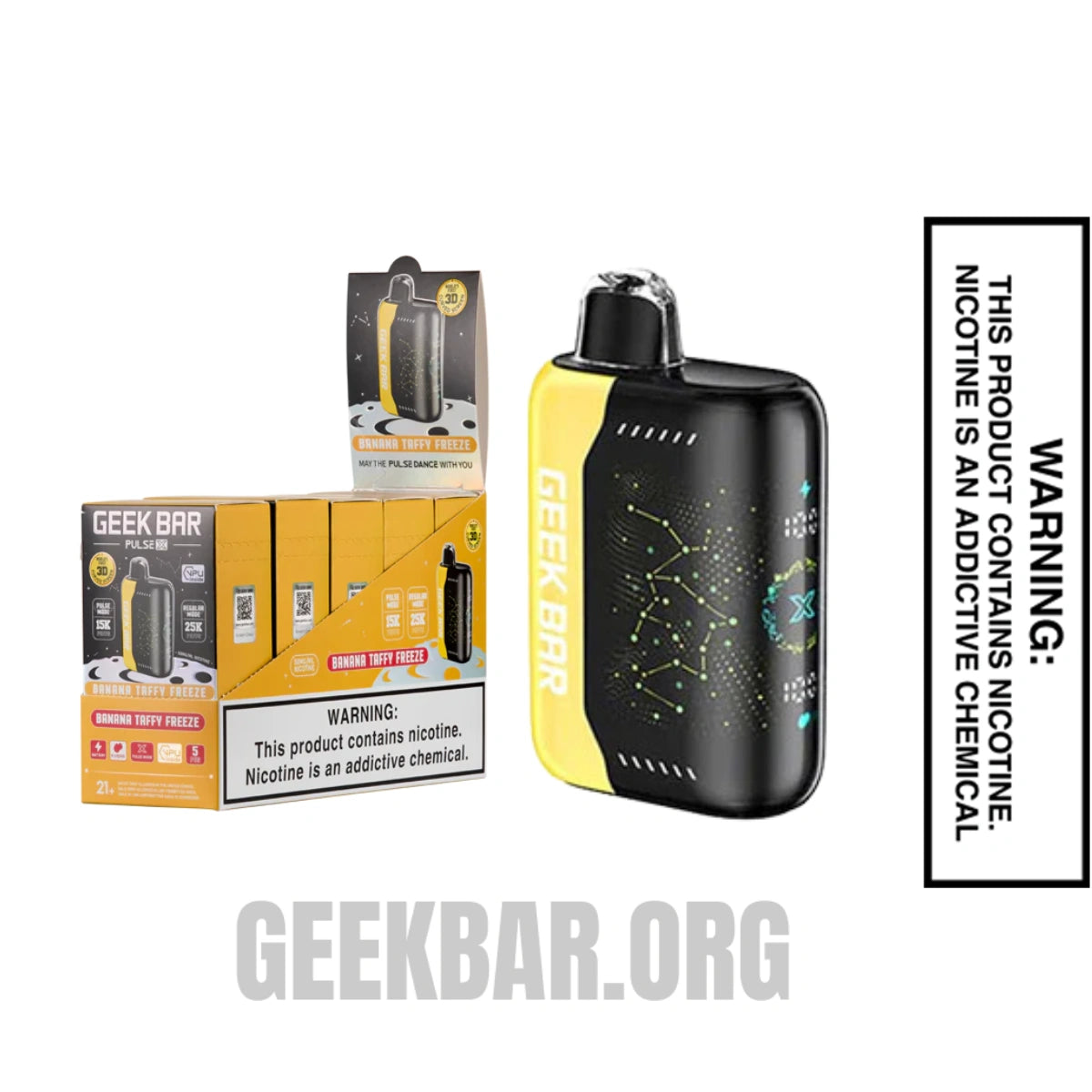 Banana Taffy Freeze Geek Bar Pulse X Disposable Vape with Bundle Pack