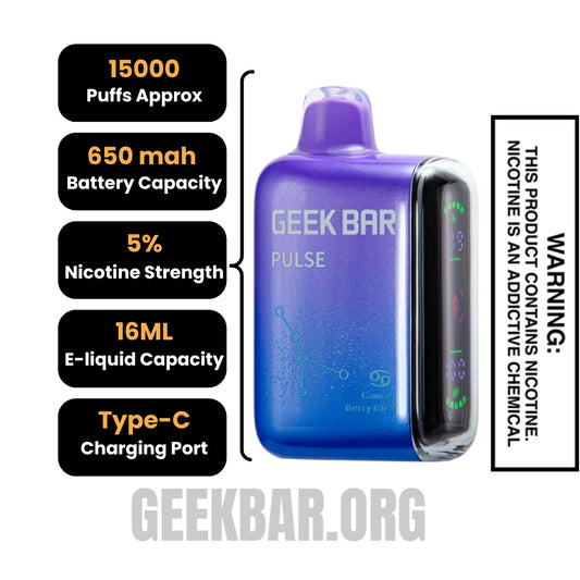 Berry Bliss Geek Bar Pulse Vape (Cancer)Specifications