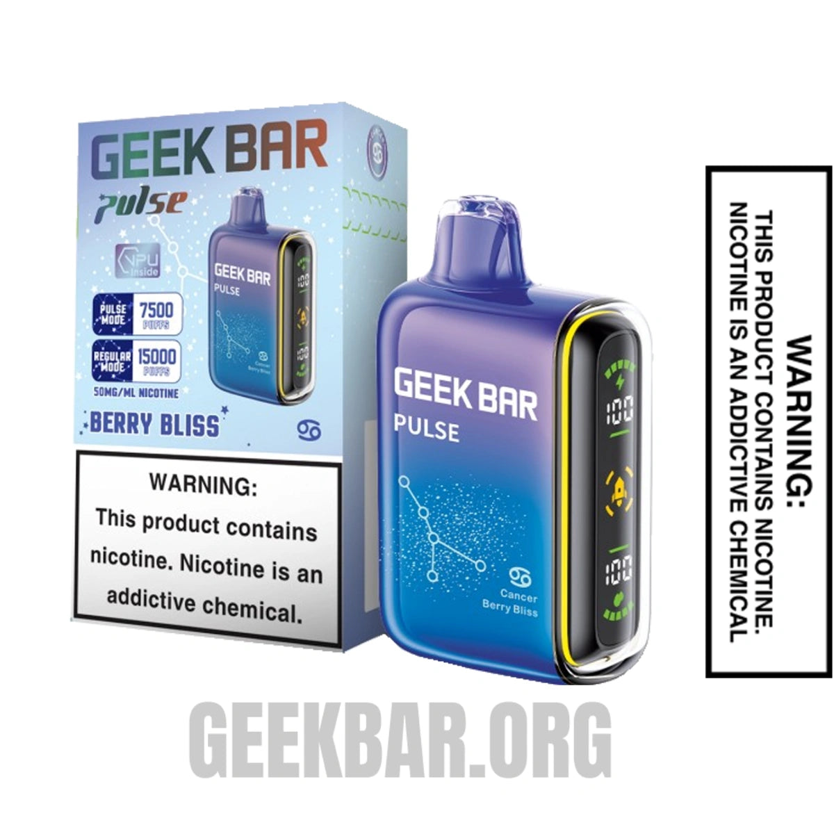 Berry Bliss Geek Bar Pulse Vape (Cancer) With Package Box