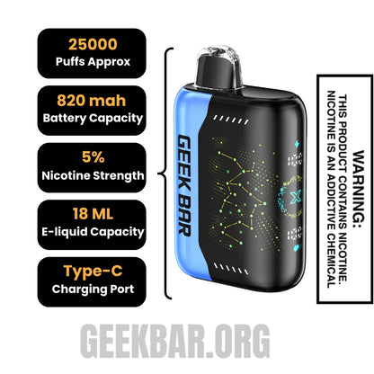 BlackberryBlueBerryGeekBarPulseXDisposableVapeSpecifications