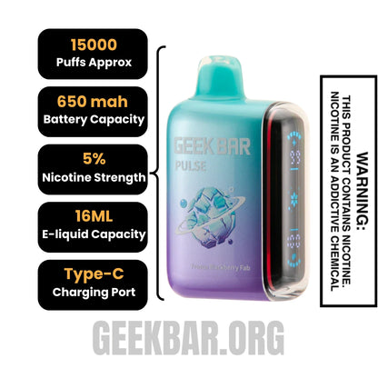 Blackberry Fab Geek Bar Pulse Frozen Edition Vape Specifications