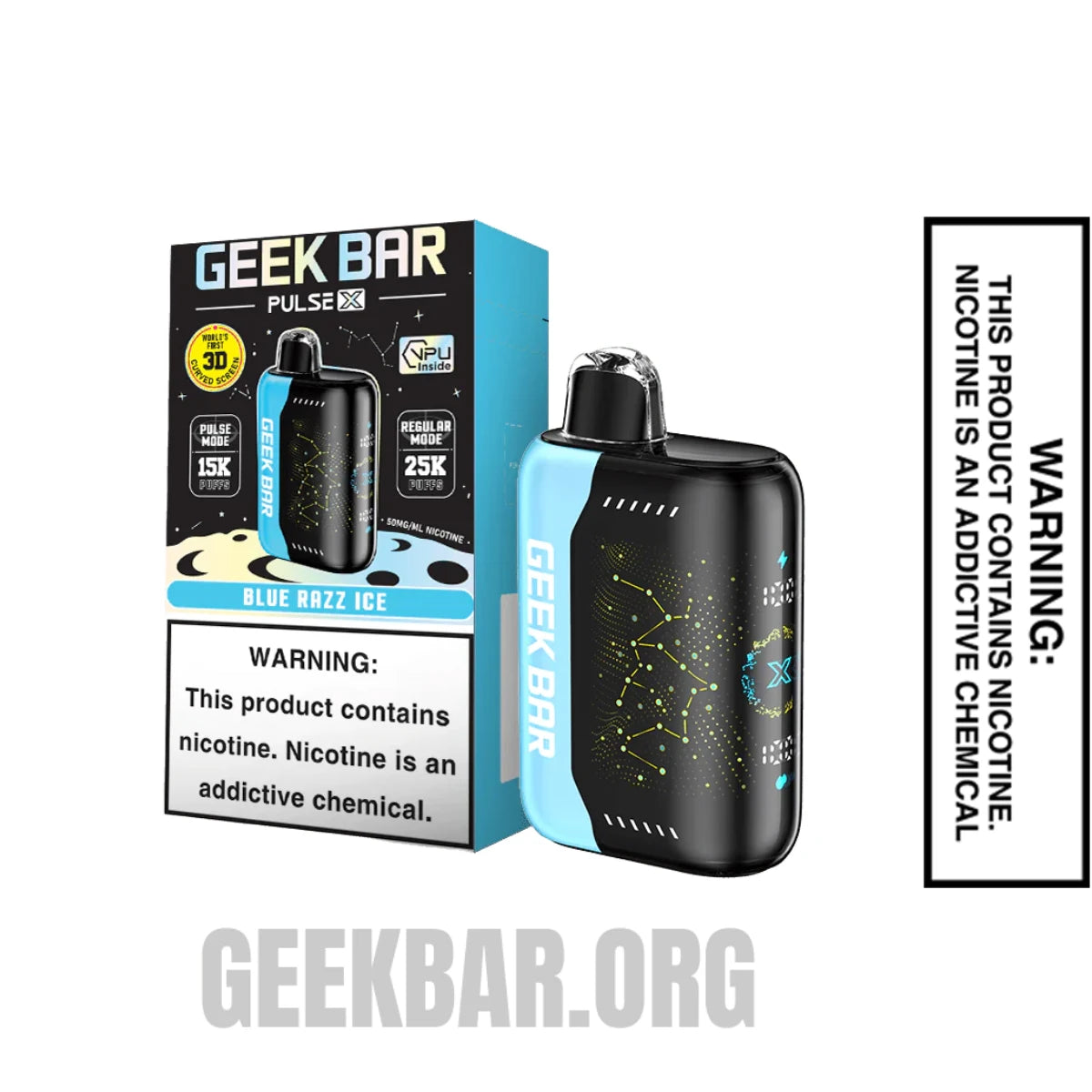 Blue Razz Ice Geek Bar Pulse X Disposable Vape With Package Box