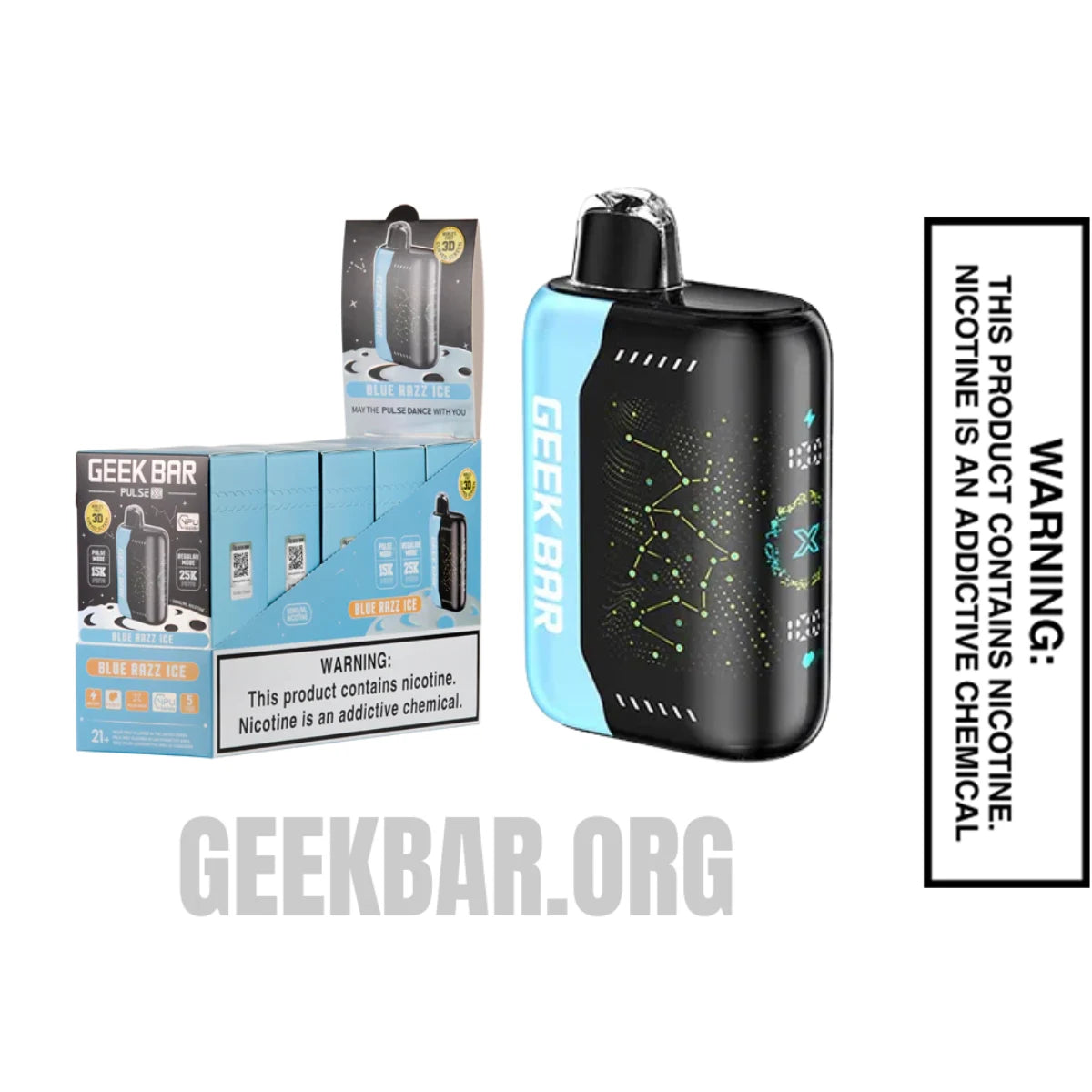 Blue Razz Ice Geek Bar Pulse X Disposable Vape with Bundle Pack