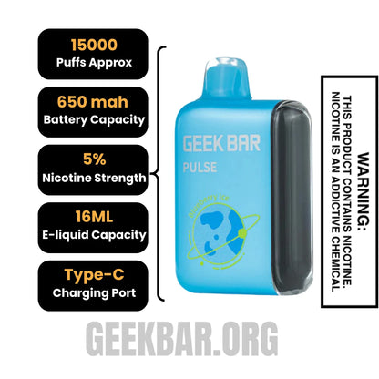 Blueberry Ice Geek Bar Pulse Vape Specifications