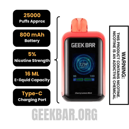 Cherry Lemon Mint Geek Bar Skyview Disposable Vape Specifications