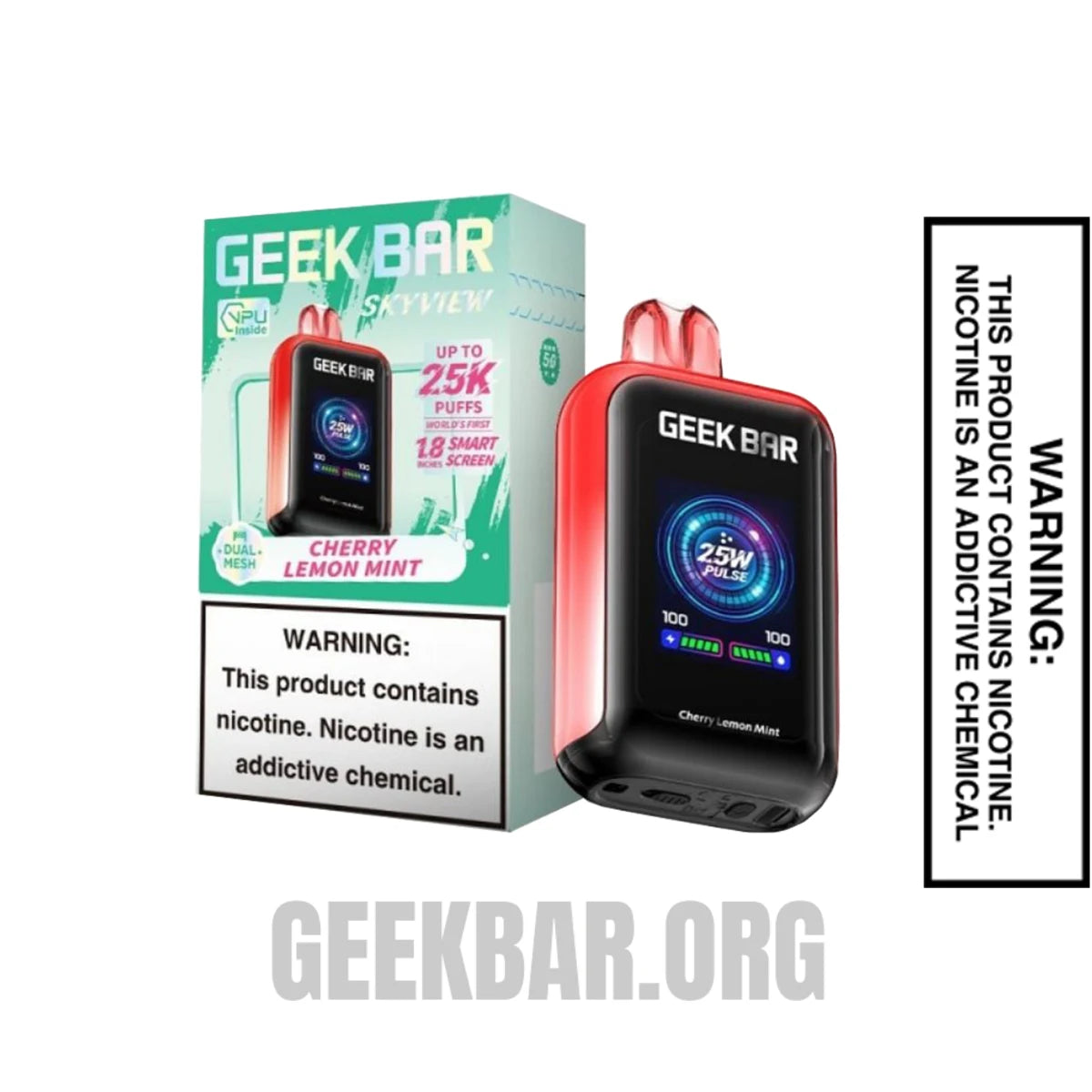 Cherry Lemon Mint Geek Bar Skyview Disposable Vape With Package Box