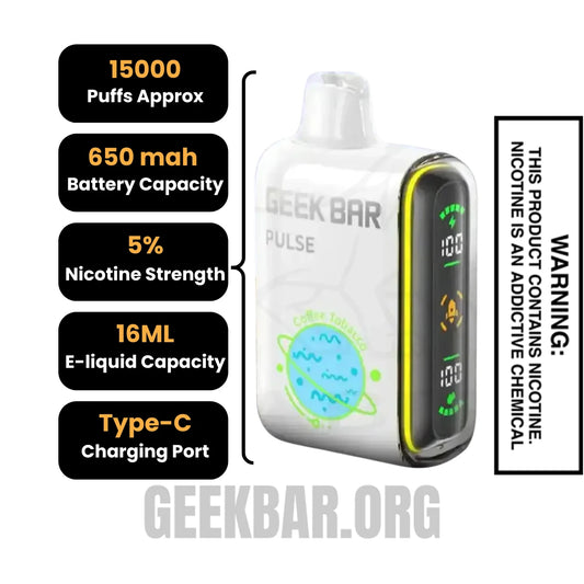 Coffee Tobacco Geek Bar Pulse Vape Specifications