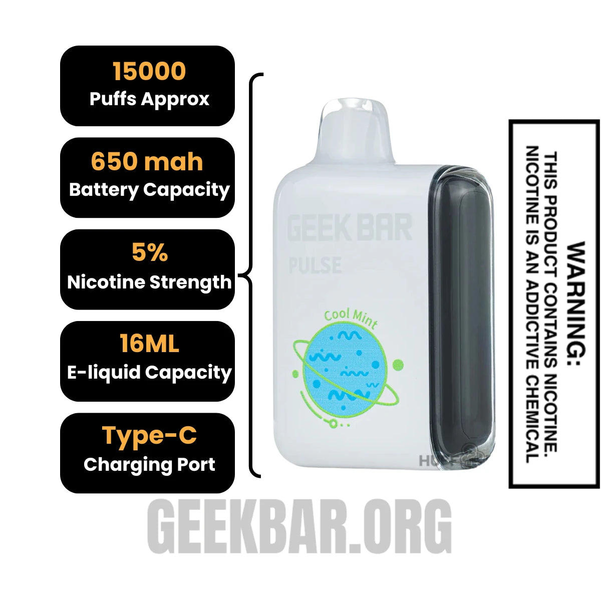 Cool Mint Geek Bar Pulse Vape Specifications