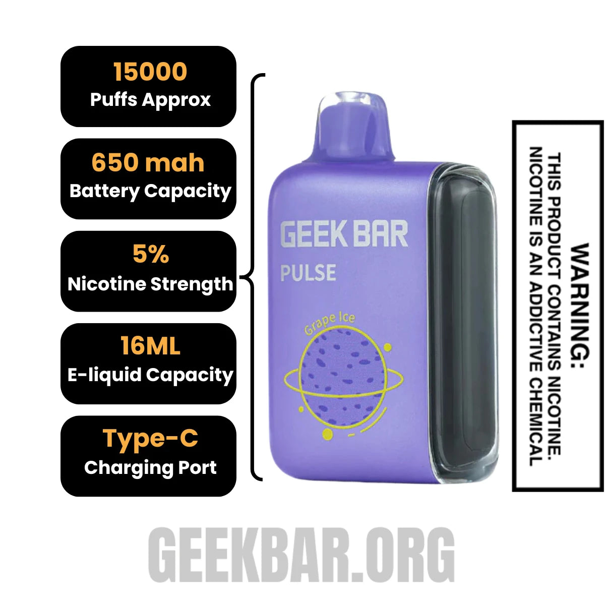 GrapeIceGeekBarPulseDisposableVapeSpecification