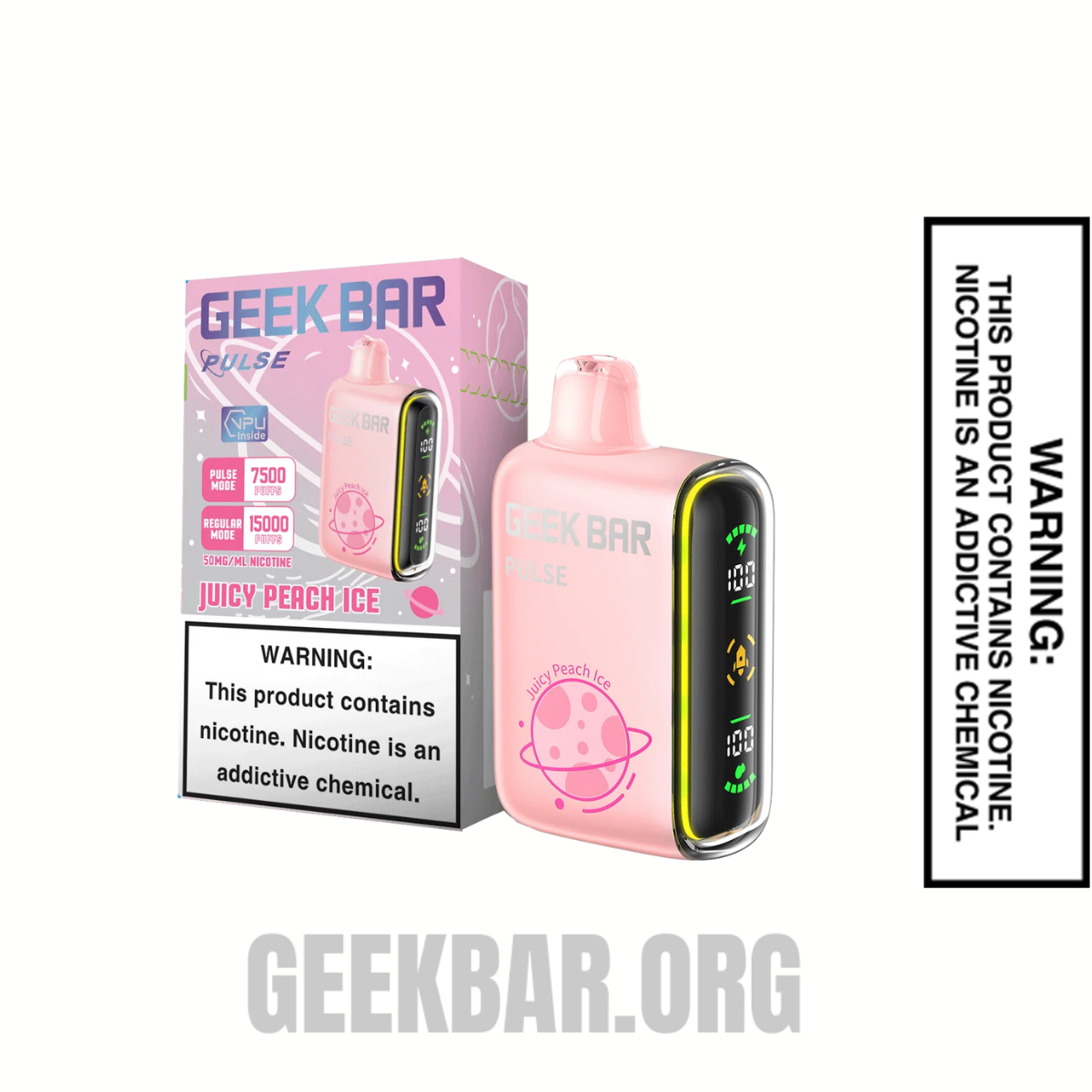 Juicy Peach Ice Geek Bar Pulse Vape Package Box