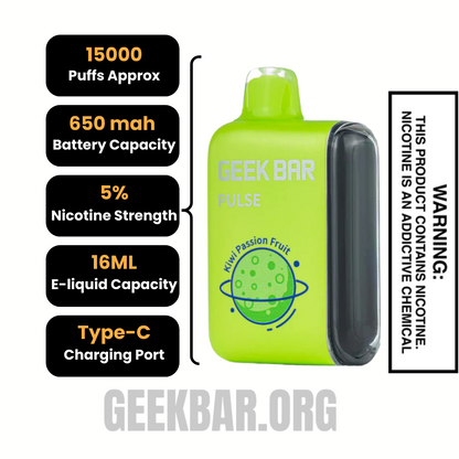 Kiwi Passion Fruit Geek Bar Pulse Vape Specifications