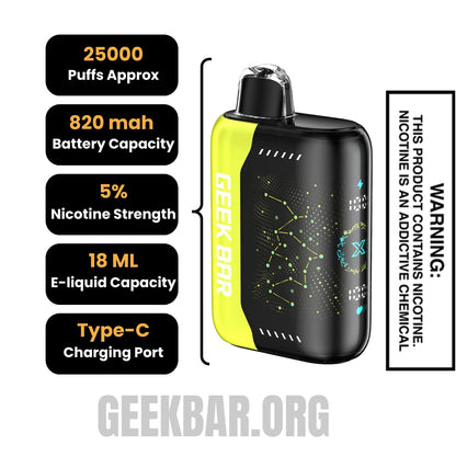 LemonHeadsGeekBarPulseXDisposableVapeSpecifications