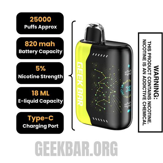 LemonHeadsGeekBarPulseXDisposableVapeSpecifications