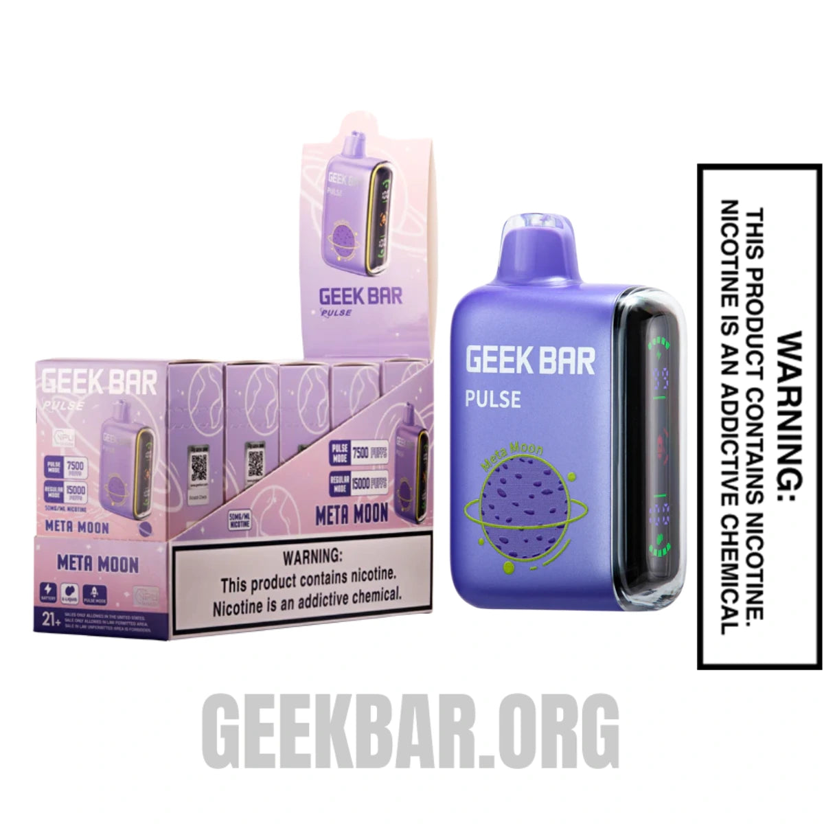 Meta Moon Geek Bar Pulse Disposable Vape with bundle box