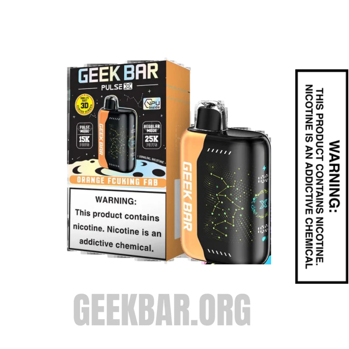 Orange Fcuking Fab Geek Bar Pulse X Disposable Vape With Package Box