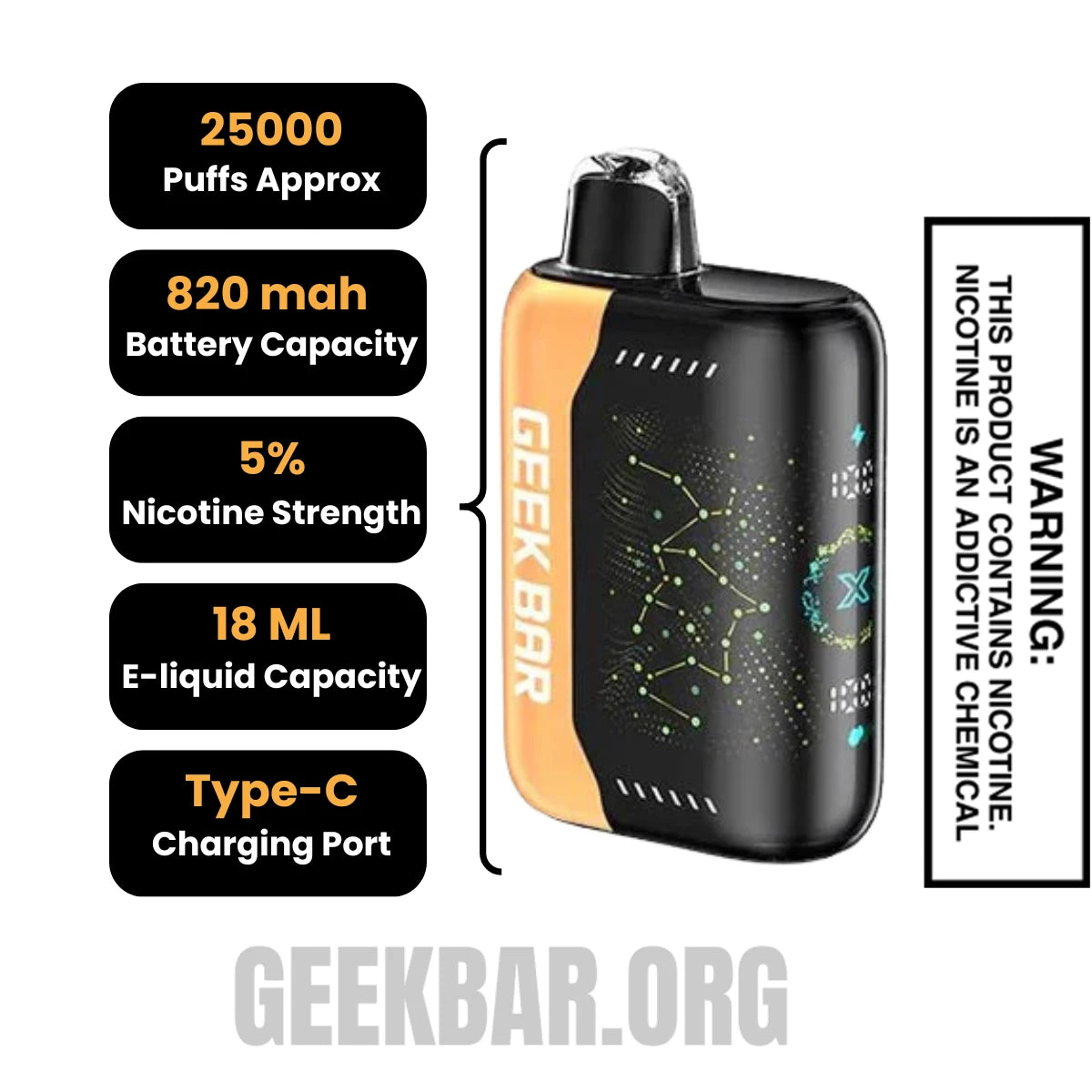 OrangeFuckingFabGeekBarPulseXDisposableVapeSpecifications