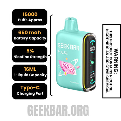 PeppermintzGeekBarPulseDisposableVapeSpecifications