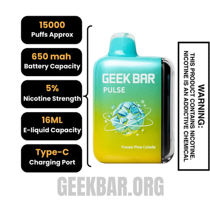 Pina Colada Geek Bar Pulse Frozen Edition Vape Specifications