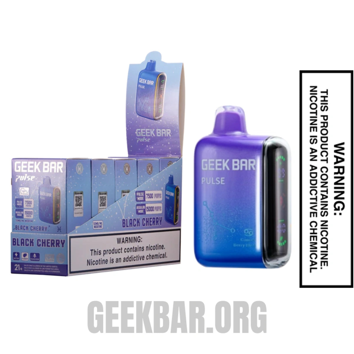 Pisces Black Cherry Geek Bar Pulse Vape bundle box