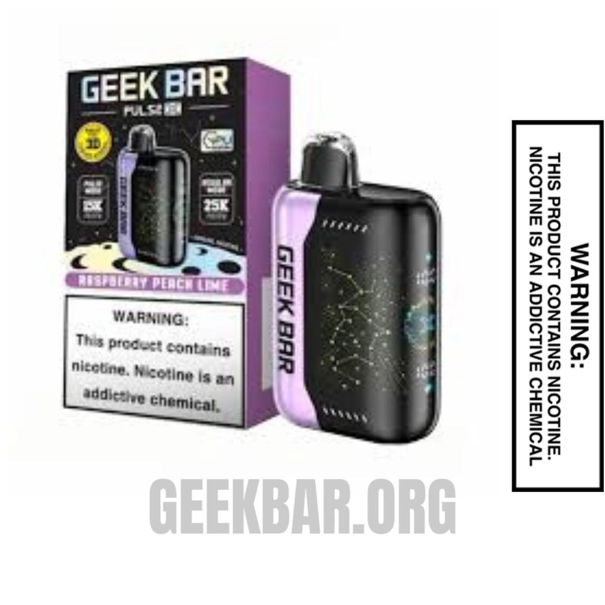 Raspberry Peach Lime Geek Bar Pulse X Disposable Vape With Package Box