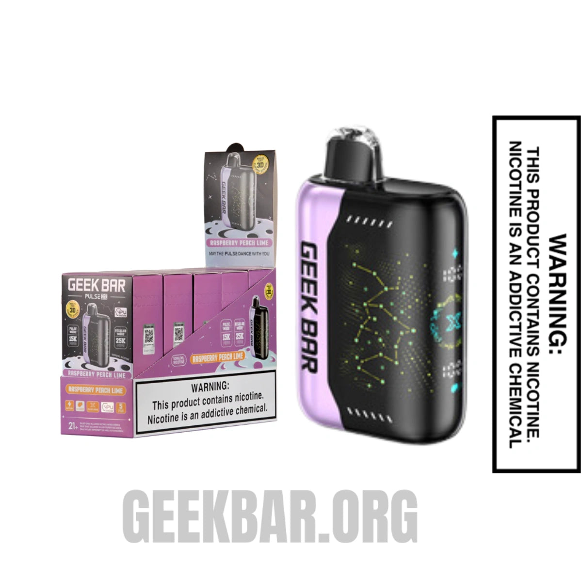 Raspberry Peach Lime Geek Bar Pulse X Disposable Vape with Bundle Pack