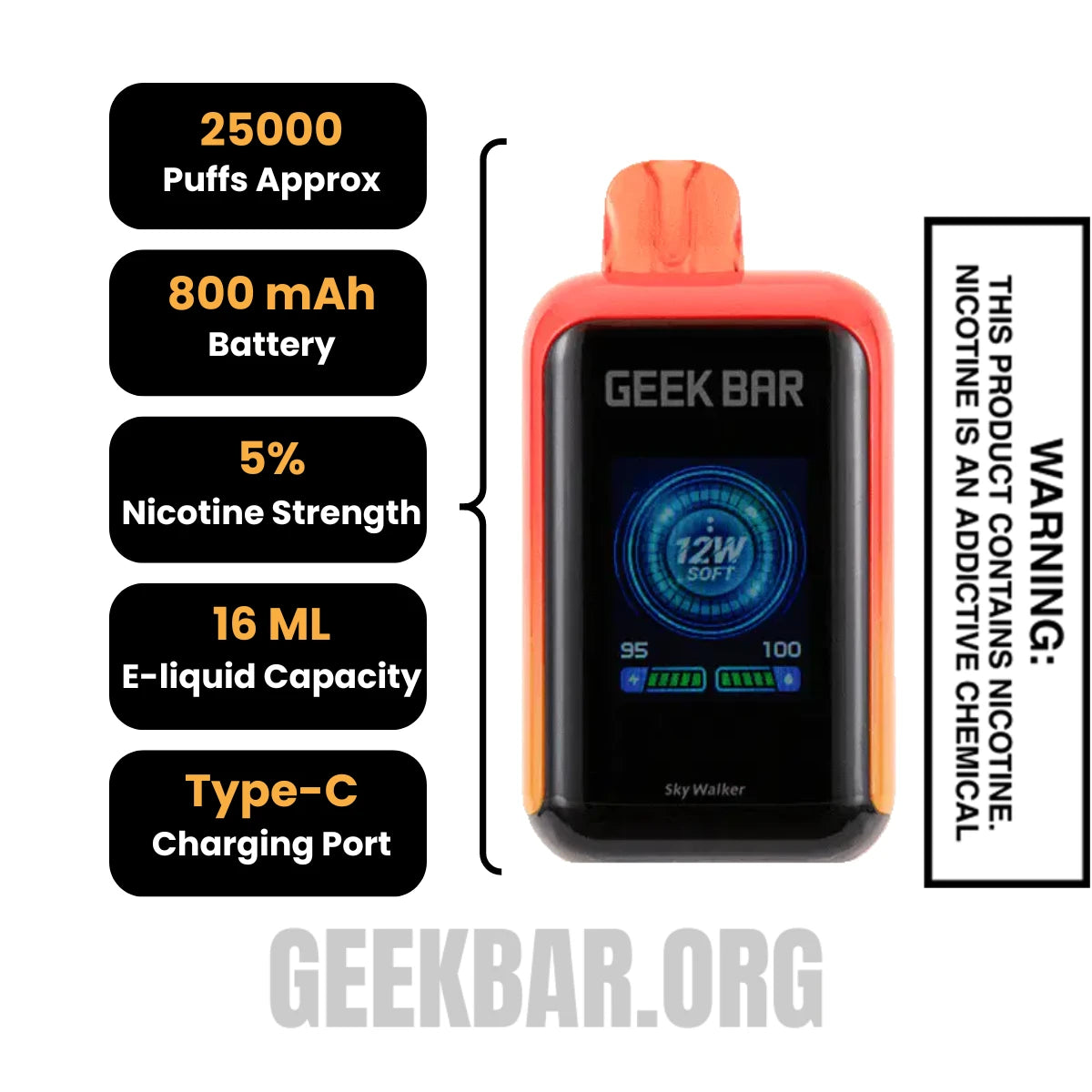 Sky Walker Geek Bar Skyview Disposable Vape Specifications