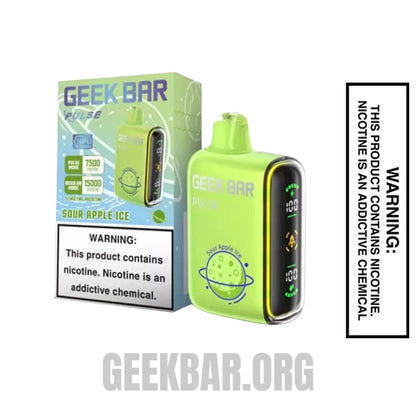  Sour Apple Ice Geek Bar Pulse Disposable Vape Package Box