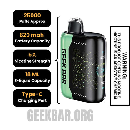 Sour Apple Ice Geek Bar Pulse X Disposable Vape Specifications