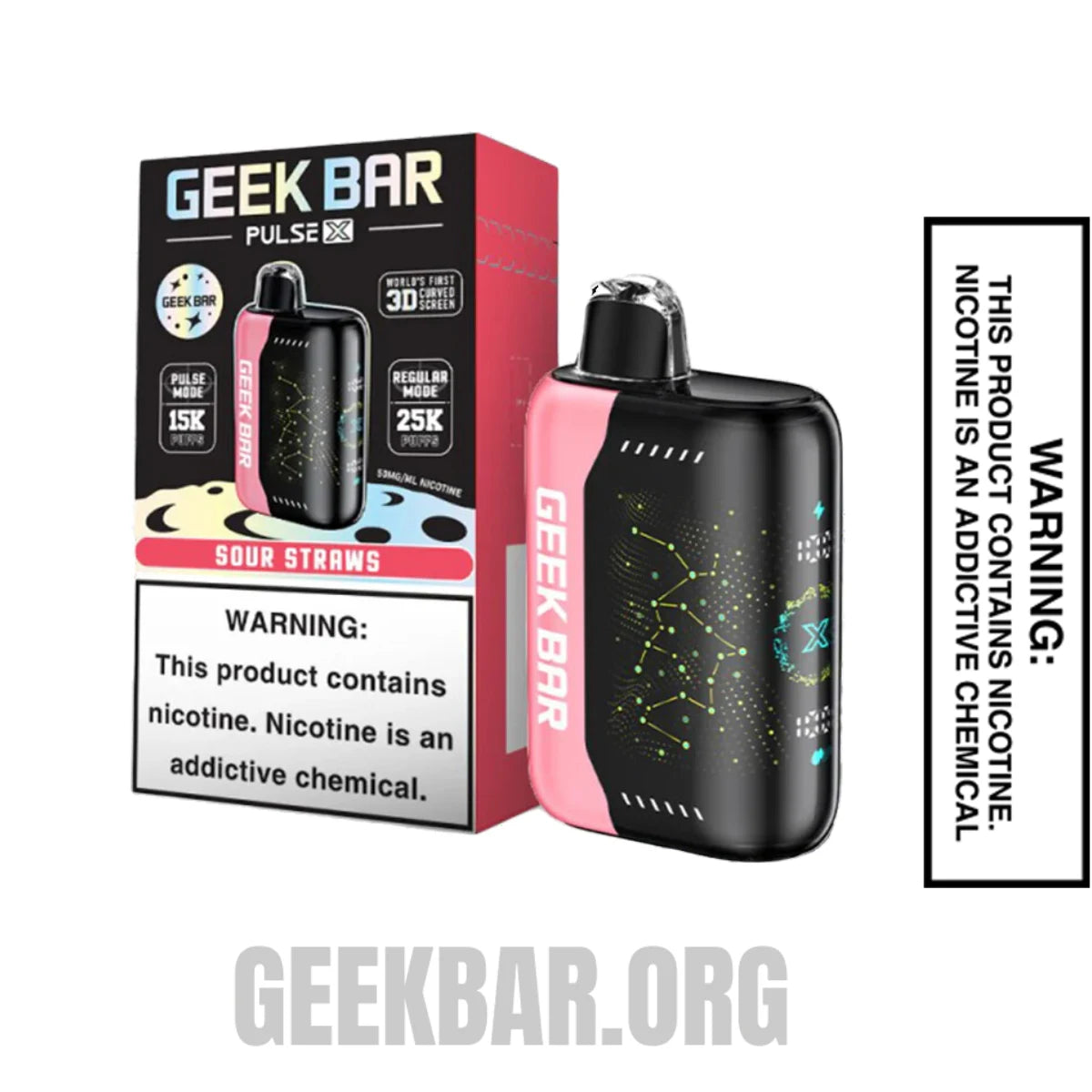 SourStrawsGeekBarPulseXDisposableVapeWithPackageBox