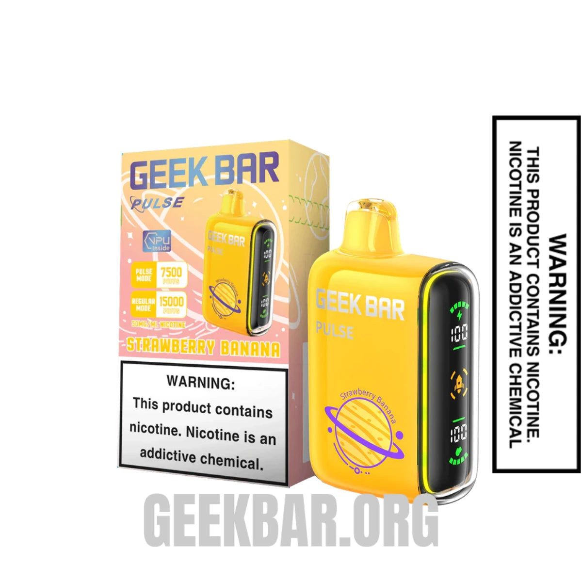  Strawberry Banana Geek Bar Pulse Disposable Vape Package Box