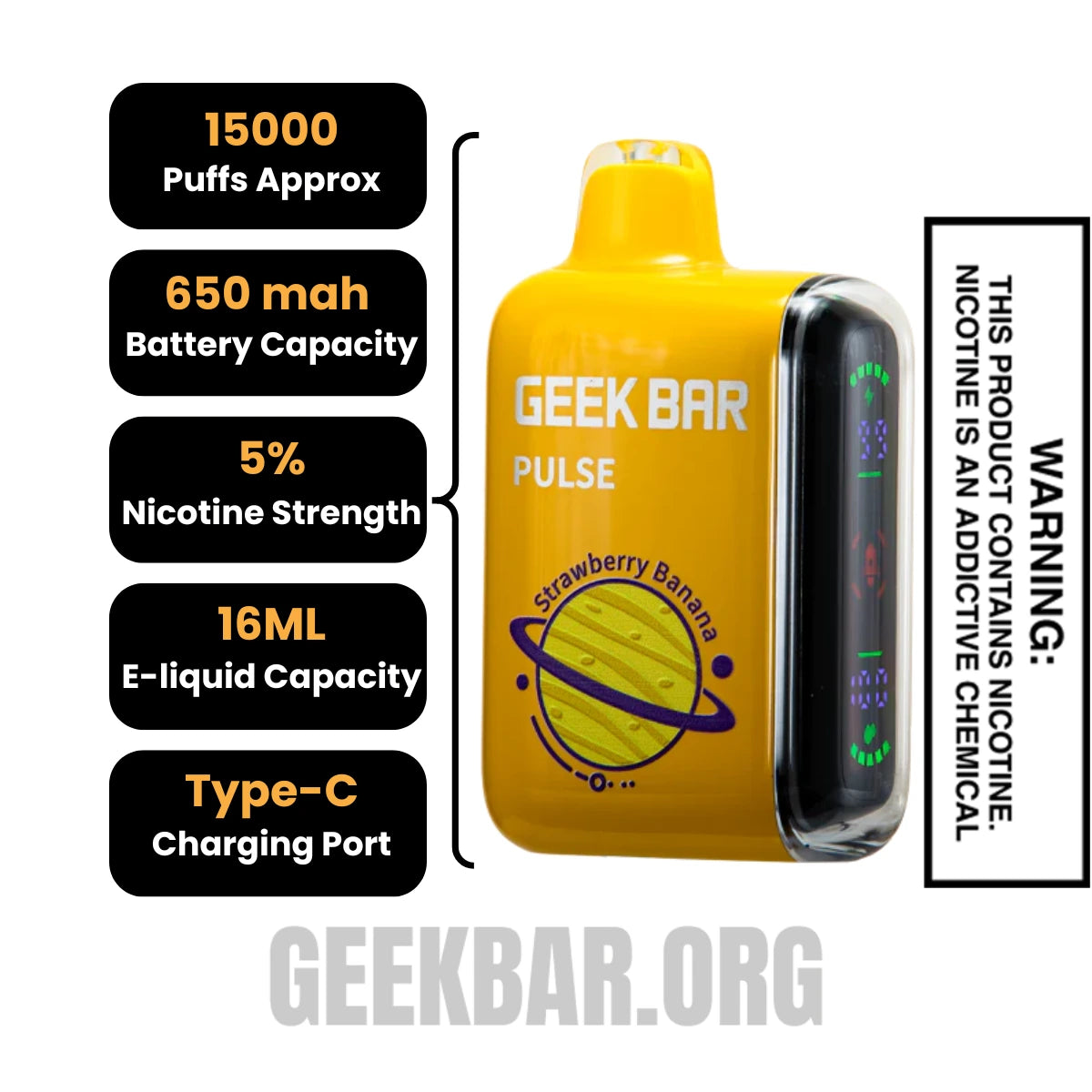 Strawberry Banana Geek Bar Pulse Disposable Vape Specification