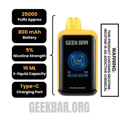 Strawberry Banana Geek Bar Skyview Disposable Vape Specifications