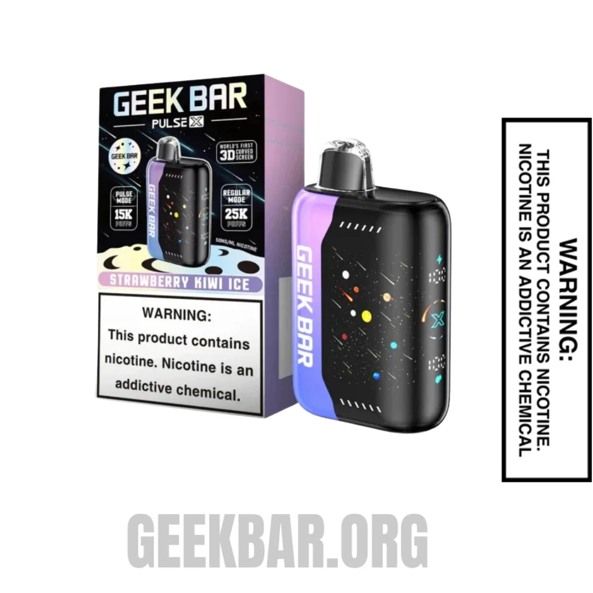 StrawberryKiwiIceGeekBarPulseXDisposableVapeWithPackageBox