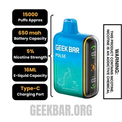 Strawberry Kiwi Ice Geek Bar Pulse Vape Specifications