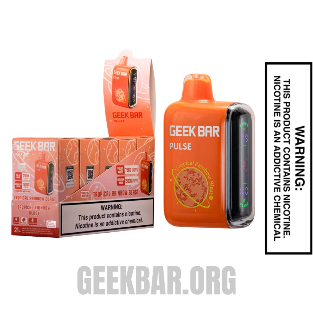 Tropical Rainbow Blast Geek Bar Pulse Disposable Vape Bundle Box