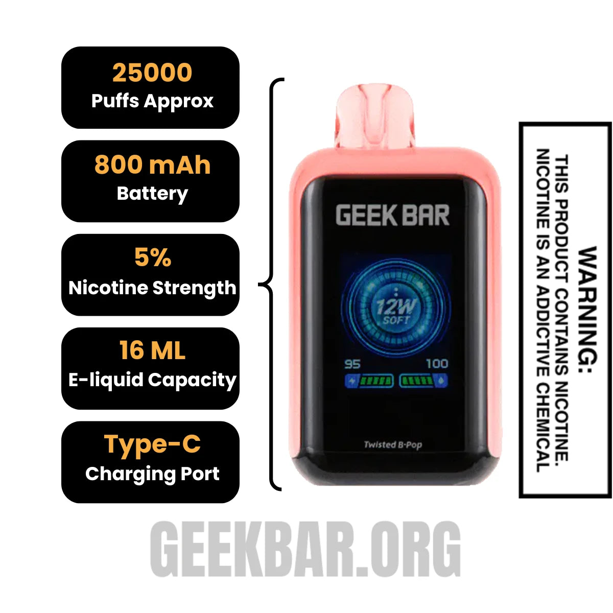 Twisted B-Pop Geek Bar Skyview Disposable Vape Specifications