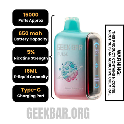 Watermelon Geek Bar Pulse Frozen Edition Vape Specification