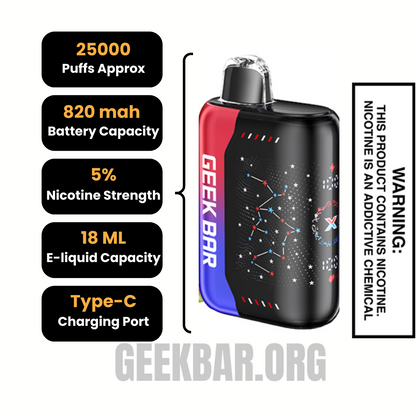 Watermelon Ice Geek Bar Pulse X Disposable Vape Specifications